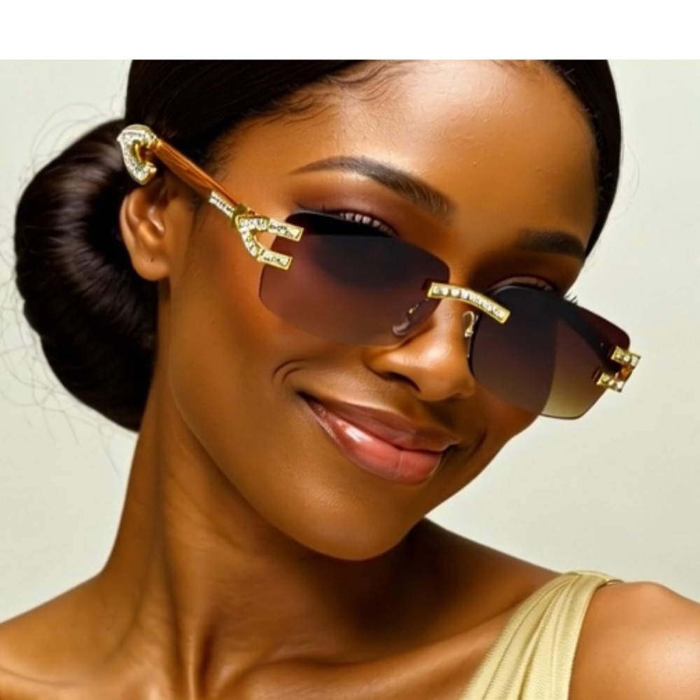 FSunglasses Gradient Gold Champagne Lens Women Style Luxury UV Protection 2026